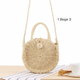 Round, handmade, wicker, bag with handle