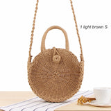 Round, handmade, wicker, bag with handle