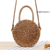 Round, handmade, wicker, bag with handle