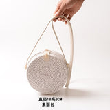 Round vintage handmade straw beach bag