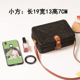 Round vintage handmade straw beach bag