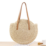 Simple Straw Round Women shoulder bag