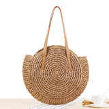 Simple Straw Round Women shoulder bag