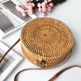 Simple Straw Round Women shoulder bag