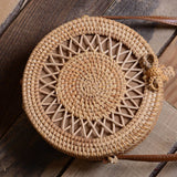 Hollow Out Round Rattan Women shoulder bag