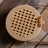 Hollow Out Round Rattan Women shoulder bag