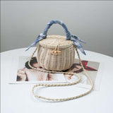 Women's, single shoulder, bamboo,handmade bag