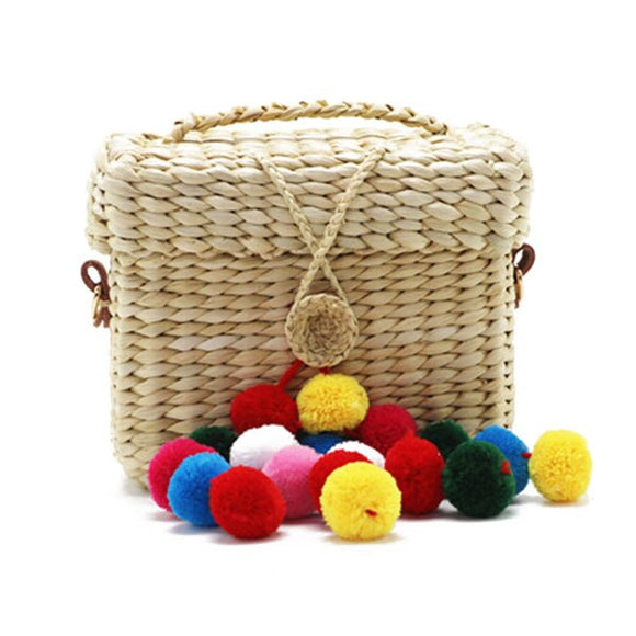 Handmade Handbag  with Plush Ball